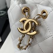Chanel Mini Pearl Chain Drawstring Bag In White AS2529  - 2