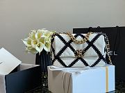 Chanel 19 Black&White Calfskin Flap Bag Size 16x26x9cm - 1