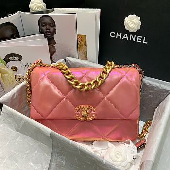 Chanel 19 In Light Pink Calfskin Flap Bag Size 30cm
