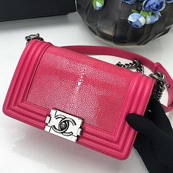 Chanel Classic In Pink Pearl Fish Leather Silver Hardware Size 20cm