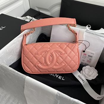 Chanel Grained In Pink Leather Hobo Bag B01960 Size 25x14x5Cm