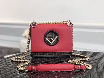 Fendi Kan I F Logo Small Shoulder Bag In Red 8BT286 Size 19x13x9cm