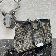 Fendi Peekaboo X-Tote Natural Embroidered Black Canvas 8BH374 Size 41x16x21.5cm - 6