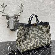 Fendi Peekaboo X-Tote Natural Embroidered Black Canvas 8BH374 Size 41x16x21.5cm - 5