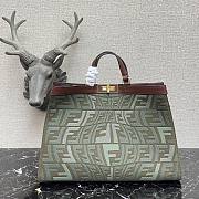 Fendi Peekaboo X-Tote Natural Embroidered Khaki Canvas 8BH374 Size 41x16x21.5cm - 1