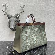 Fendi Peekaboo X-Tote Natural Embroidered Khaki Canvas 8BH374 Size 41x16x21.5cm - 5