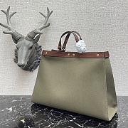 Fendi Peekaboo X-Tote Natural Embroidered Khaki Canvas 8BH374 Size 41x16x21.5cm - 4