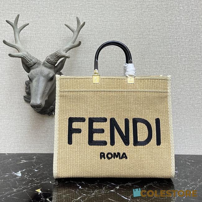 Fendi Medium Sunshine Tote Bag Cotton-Blend/Calf Leather Size 31x17x35cm - 1