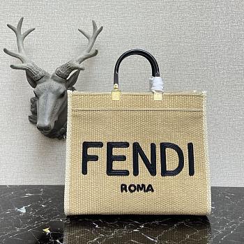 Fendi Medium Sunshine Tote Bag Cotton-Blend/Calf Leather Size 31x17x35cm