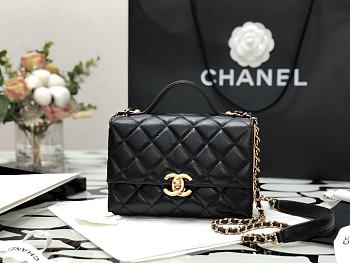 Chanel Mini Flap Bag Grained Calfskin & Gold Metal In Black AS2711 Size 12x17x5.5cm