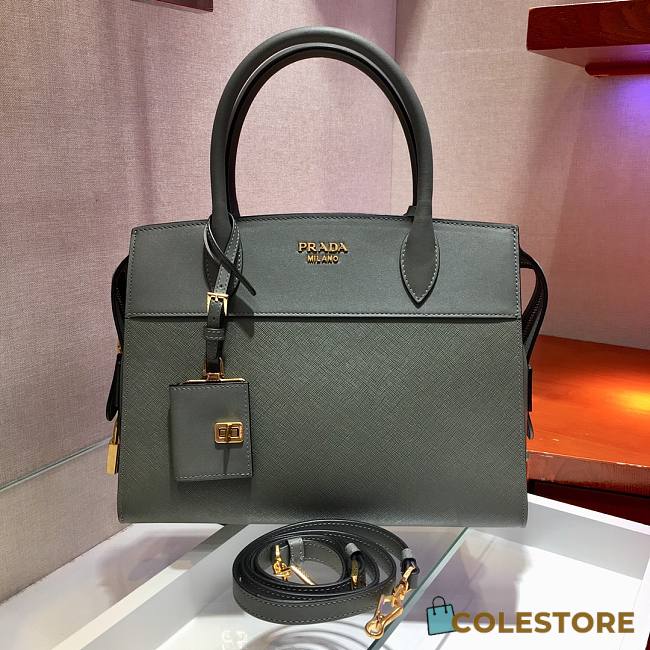 Prada Esplande Saffiano Leather Bag In Grey lBA046 Size 30×23×15cm - 1