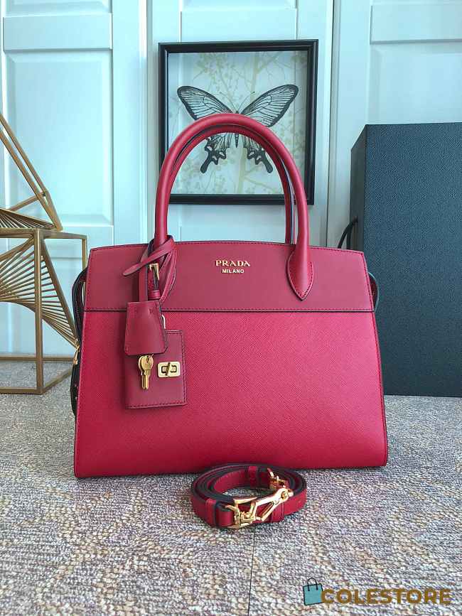 Prada Esplande Saffiano Leather Bag In Red lBA046 Size 30×23×15cm - 1