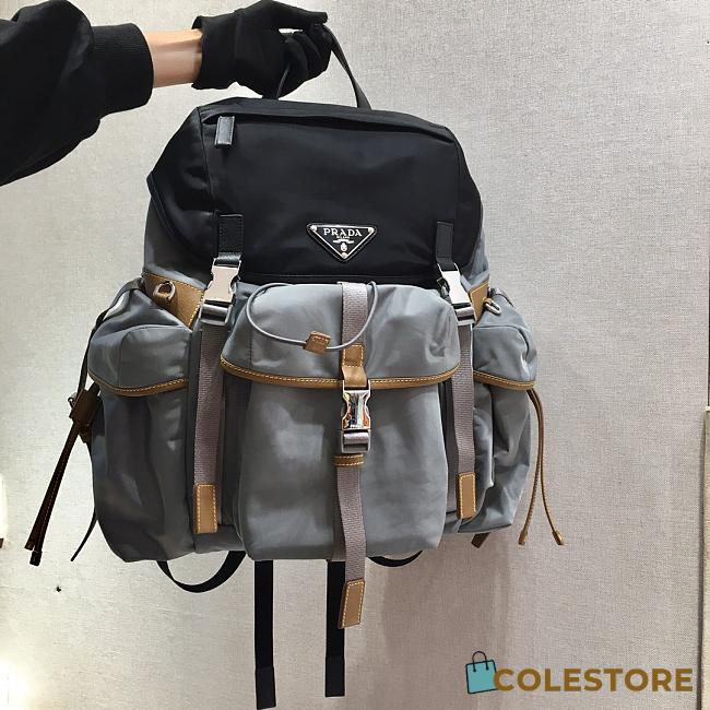 Prada Marble Gray/Black Nylon Backpack 2VZ074 Size 37x42x17cm - 1