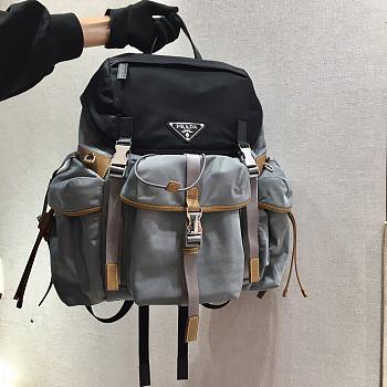 Prada Marble Gray/Black Nylon Backpack 2VZ074 Size 37x42x17cm