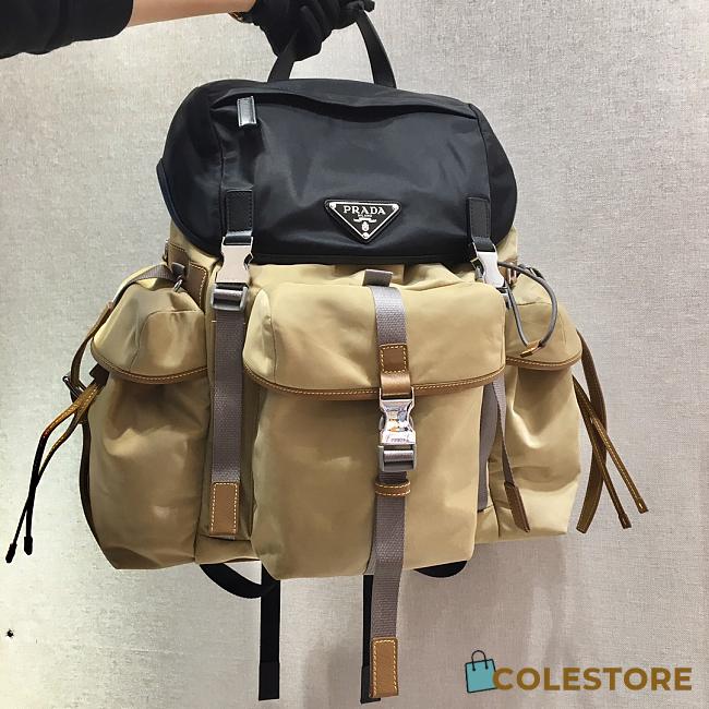 Prada Marble Beige/Black Nylon Backpack 2VZ074 Size 37x42x17cm - 1