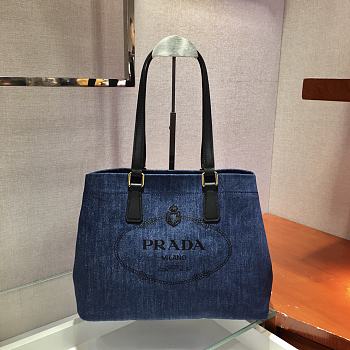 Prada Logo Print Canvas Tote Bag 1BG356 Size 33x24x13cm