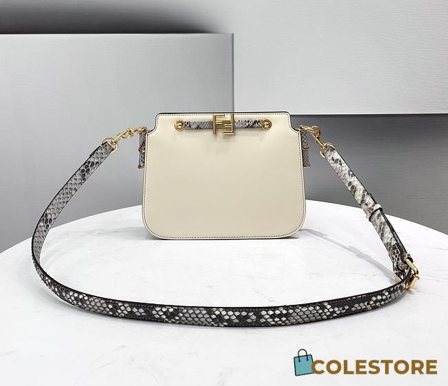 Fendi Touch White Leather Bag With Python Strap Size 26.5x10x9cm - 1