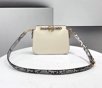 Fendi Touch White Leather Bag With Python Strap Size 26.5x10x9cm