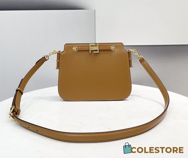 Fendi Touch Brown Leather Bag Size 26.5x10x9cm - 1