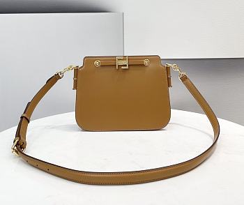 Fendi Touch Brown Leather Bag Size 26.5x10x9cm