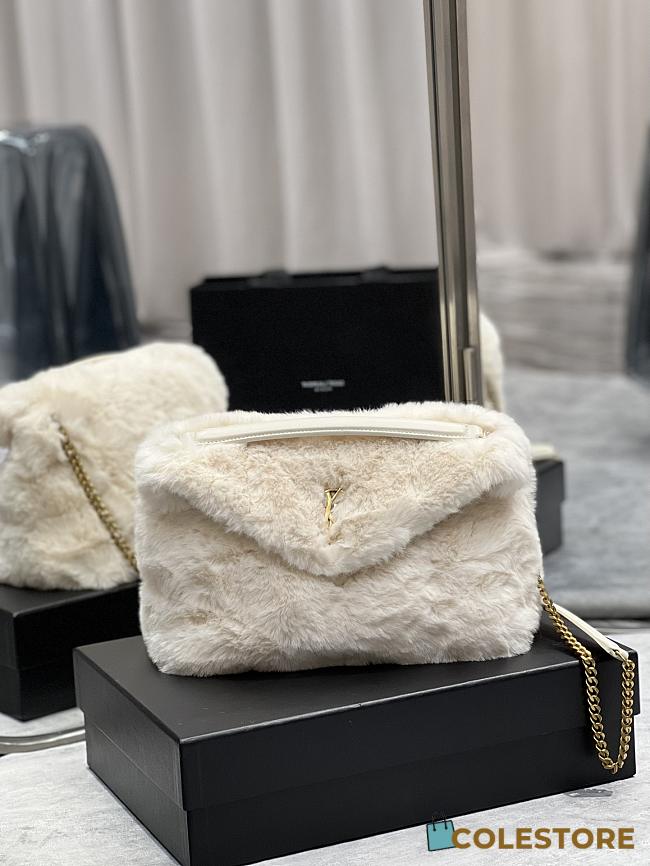 YSL LouLou Medium Shoulder Bag In White 574946 Size 29×17×11cm - 1