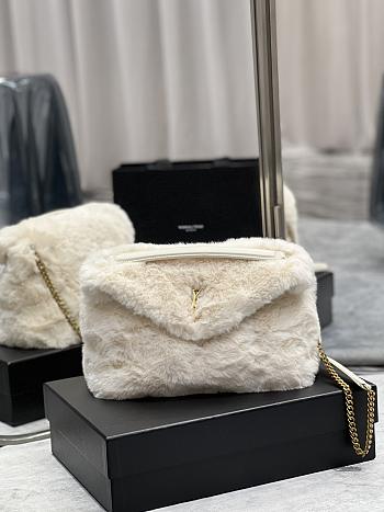 YSL LouLou Medium Shoulder Bag In White 574946 Size 29×17×11cm