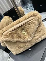 YSL LouLou Medium Shoulder Bag Light Brown Sheepskin 577476 Size 35x23x13cm - 4