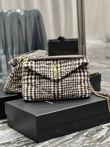 YSL LouLou Medium Shoulder Bag White&Brown 574946 Size 29×17×11cm