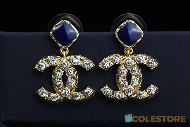 Chanel Earrings Logo& Sapphire - 1