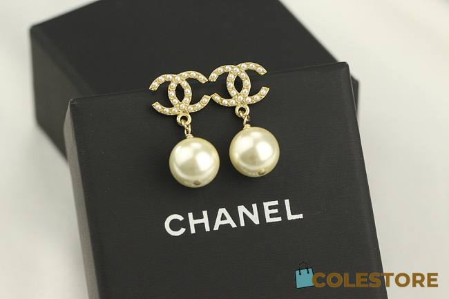 Chanel Earrings Gold&Pearl White  - 1
