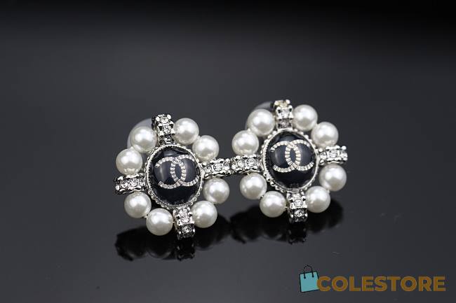 Chanel Earrings Metal Black&Pearls - 1