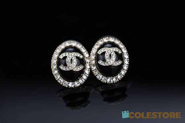 Chanel Earrings Diamonds & Black Metal - 1