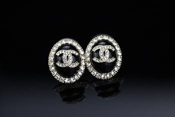 Chanel Earrings Diamonds & Black Metal