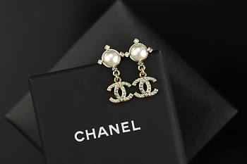 Chanel Earring Pearl Metal, Glass Pearls & Diamantés