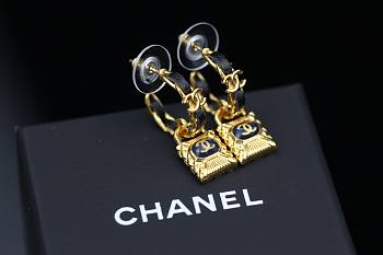 Chanel Earrings Sapphire Black&Gold