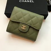 Chanel Mini Flap Wallet Green Caviar Leather 82288 Size 10.5x11.5x3cm - 1