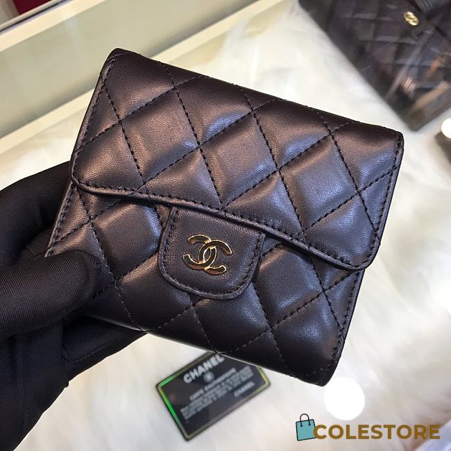 Chanel Mini Flap Wallet Black Quilted 82288 Size 10.5x11.5x3cm - 1