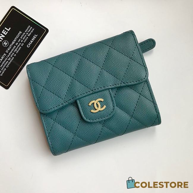 Chanel Mini Flap Wallet Navy Blue Caviar 82288 Size 10.5x11.5x3cm - 1