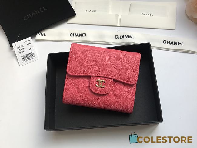 Chanel Mini Flap Wallet Pink Caviar 82288 Size 10.5x11.5x3cm - 1