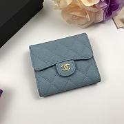 Chanel Mini Flap Wallet In Light Blue Caviar 82288 Size 10.5x11.5x3cm - 2