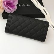 Chanel Boy Long Flap Wallet Caviar Leather & Silver-tone Metal 10.5cm - 4