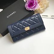 Chanel Wallet Blue Quilted Leather & Gold-tone Metal 10.5cm - 1
