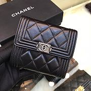 Chanel Mini Boy Wallet Calfskin Quilted Leather Silver-Tone A80374 Size 11cm - 1