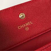 Chanel Wallet Red Calfskin Quilted Leather Silver-Tone A80374 Size 11cm - 2