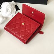 Chanel Wallet Red Calfskin Quilted Leather Silver-Tone A80374 Size 11cm - 3