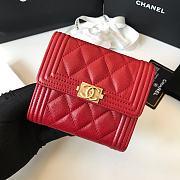 Chanel Wallet Red Calfskin Quilted Leather Silver-Tone A80374 Size 11cm - 4