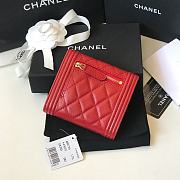 Chanel Wallet Red Calfskin Quilted Leather Silver-Tone A80374 Size 11cm - 6