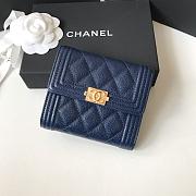 Chanel Wallet Blue Calfskin Caviar Leather Silver-Tone A80374 Size 11cm - 1