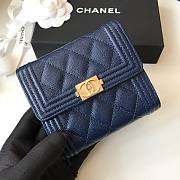 Chanel Wallet Blue Calfskin Caviar Leather Silver-Tone A80374 Size 11cm - 2