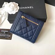 Chanel Wallet Blue Calfskin Caviar Leather Silver-Tone A80374 Size 11cm - 3